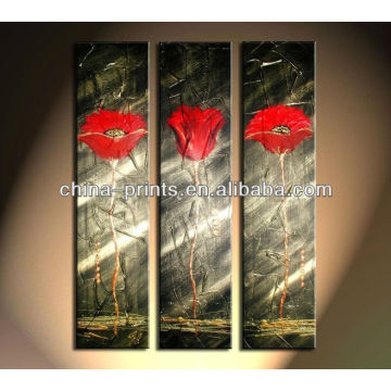 Atacado handmade moderno vermelho flor óleo pinturas